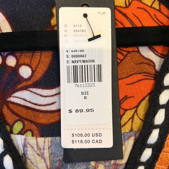 Blink, London Top Size S Navy, with floral pattern - Picture 6 of 6